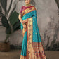 Vishnu Weaves Women's Rama Paithani Silk Saree with Blouse - Swadesiicart