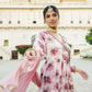 Vaasva White Chinon Floral Embroidered Angrakha Anarkali, Pant & Dupatta set | Swadesiicart
