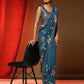 Blue Pure Georgette Sequence work Ready to wear Saree with stitched Blouse - Nirvana | Swadesiicart