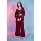 Red Georgette Sequence With Thread Designer Co-Ord Set - Flory - Swadesiicart