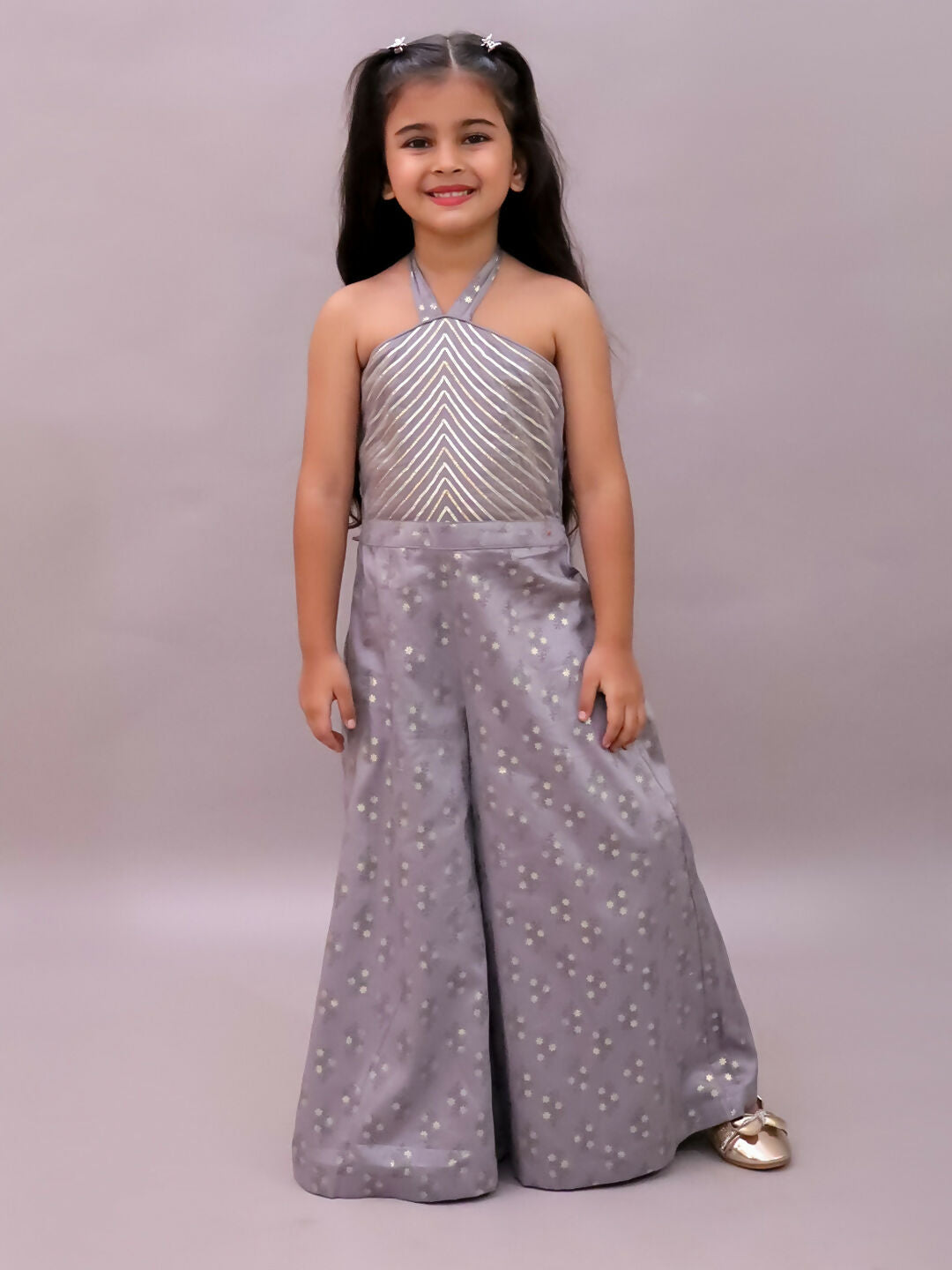 Lil Drama Mehfil Grey Stylish Jumpsuit For Girls | Swadesiicart