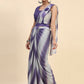 Purple Polyester Solid Ready to Wear Saree with stitched Blouse - Aayan | Swadesiicart