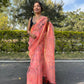Vamsee Peach Organza Saree - Swadesiicart
