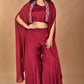 Morchari Women And Hand Embroidery Palazzo Set-Magenta - Swadesiicart