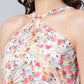 Ahalyaa Women Crepe Printed Classic White Romantic Florals Dress | Swadesiicart