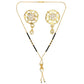 AanyaCentric Gold-Polished Short Mangalsutra Set with Earrings
