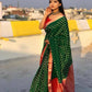 DEIANA'S Beautiful Designer Golden zari Soft Lichi Silk Saree - Green - Swadesiicart
