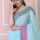 Very Much Indian Traditional Patteda Anchu Ilkal Handloom Saree - Sky Blue | Swadesiicart