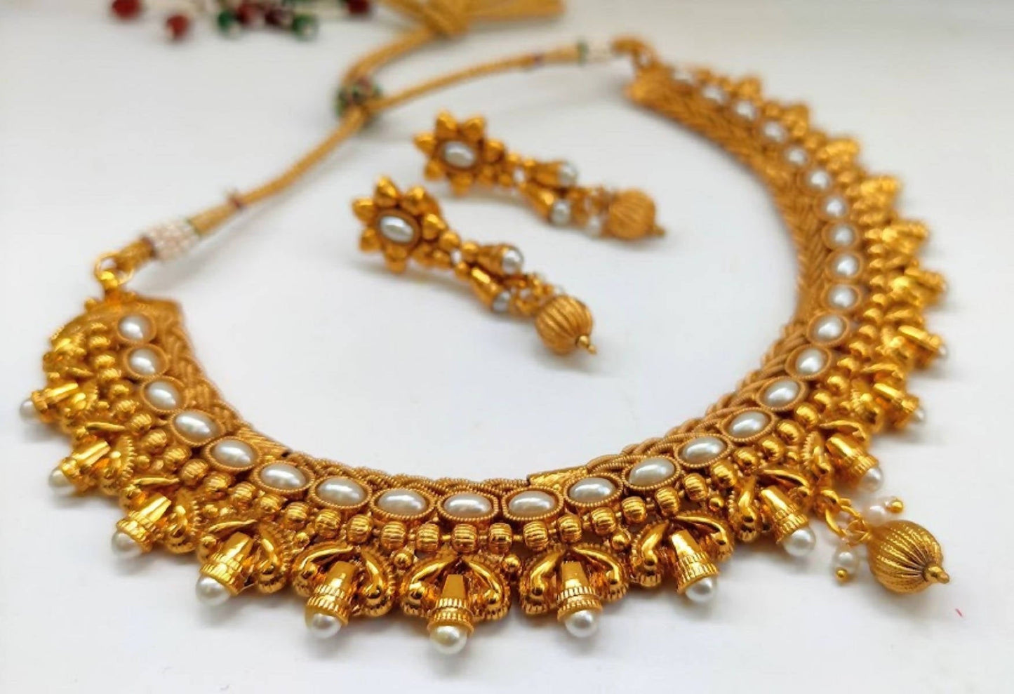 White Kemp Designer Necklace Set - Swadesiicart