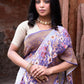 Joban Fashion Shade Of Orchid Crepe Chiffon Pure Handloom Banarasi Silk Saree | Swadesiicart