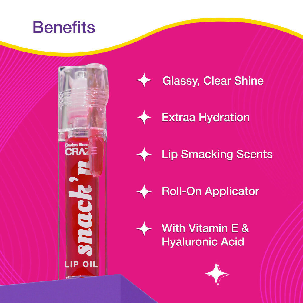 Swiss Beauty Craze Snack'N Nourishing Lip Oil - 1. Cinnamon Roll | Swadesiicart