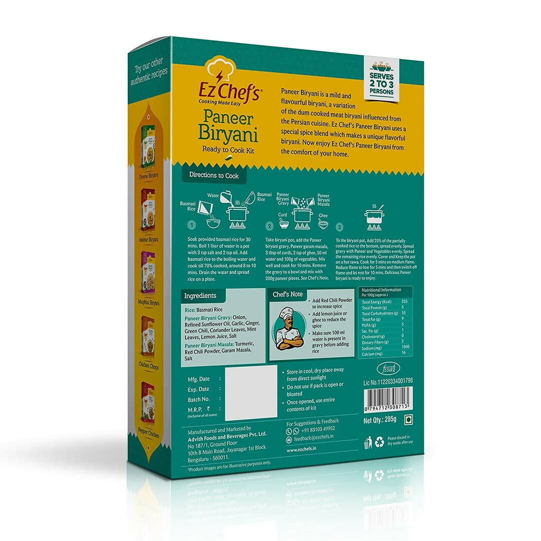 Ez Chef's Paneer Biryani Kit - Swadesiicart