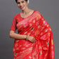 Astita Banarasi Silk Red Saree | Swadesiicart