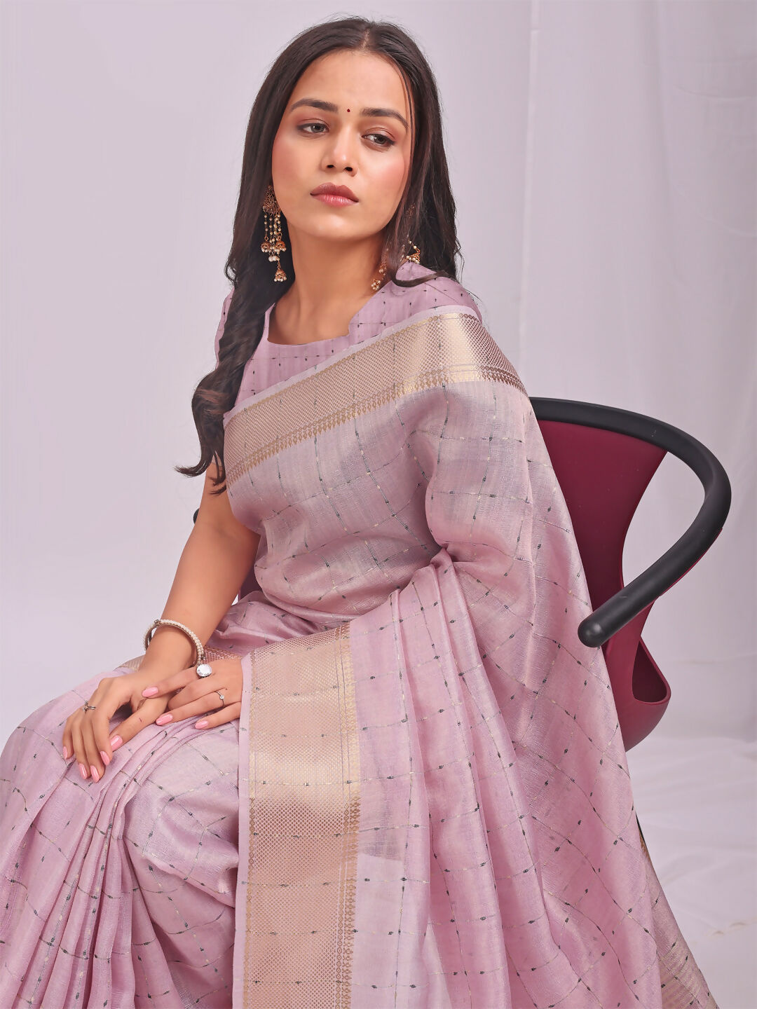 Shree Shyam Fashion Organza Light Pink Saree