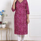 Miravan Womens Magenta Bandhej Printed Rayon Kurti - Swadesiicart