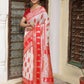 Shree Shyam Fashion White & Red Linen Cotton Saree