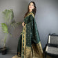 Joban Fashion Dark Green Banarasi Soft Silk Woven Saree | Swadesiicart