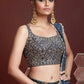 Wedding Designer Navy Blue Chinon Silk Lehenga Choli - Anbazaar | Swadesiicart
