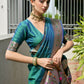 Vishnu Weaves Women's Rama Paithani Silk Zari Woven Saree with Blouse - Swadesiicart