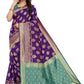 Vamika Banarasi Jacquard Weaving Purple Saree (Dangal Purple) | Swadesiicart