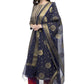 A R Silk Women's Vanarsi Silk Zari Border Embroidery Navy Blue Fancy Dupatta