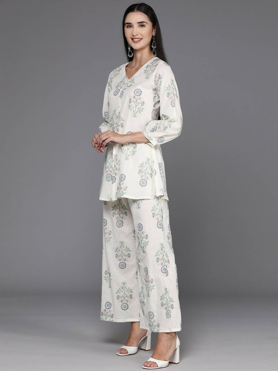 Ahalyaa Women's Traditional Wear Co-ods - Off White | Swadesiicart
