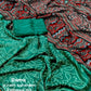 Green Silk Blend Ajrak Saree with Unstitched Blouse - Hiral Fashion | Swadesiicart