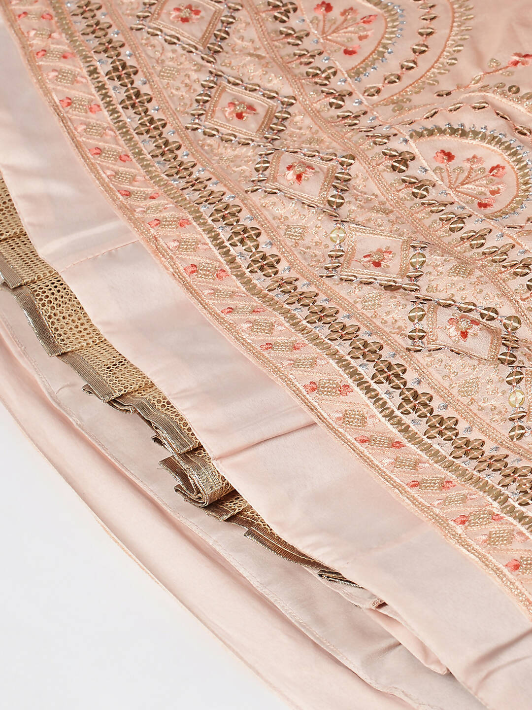 House of Panchhi Women Peach Pure Georgette Embroidered Lehenga & Blouse, Dupatta | Swadesiicart