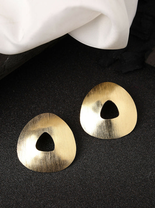 NVR Women Gold-Polished Alloy Triangular Drop Earrings - Swadesiicart
