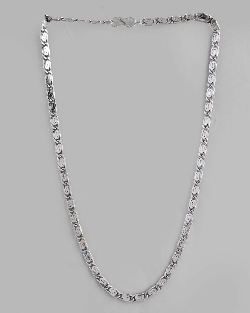 VOJ Men Silver Plated Stainless Steel Chain | Swadesiicart