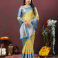 Lorenvalley Fashion Yellow Cotton Woven Design Zari Meenakari Weaving Saree - Swadesiicart
