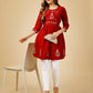 Jyoti Fashion Women's Red Viscose Rayon Embroidered Casual Top | Swadesiicart