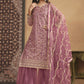 Net Onion Pink Embroidered Festive Gharara Style Suit - Emponline | Swadesiicart