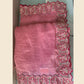 Pink Banarasi Crush Silk Thread, Sequence, Cord and jari Embroidered with Stone Work Saree - Mohmanthan Dakshika | Swadesiicart