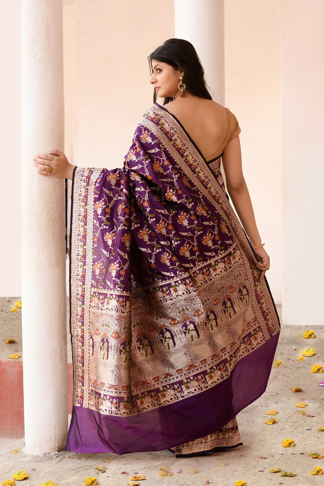 Joban Fashion Pure Katan Pure Handloom Banarasi Silk Saree | Swadesiicart