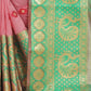 Vamika Banarasi Cotton Silk Peach Weaving Saree | Swadesiicart