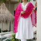 The52 White Women's Gorgeous Embroidered Chanderi Fabric Straight Kurta, Pant and Dupatta Set - Swadesiicart