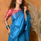 Very Much Indian Fusion Cotton Tissue Shimmer Saree - Light Blue | Swadesiicart