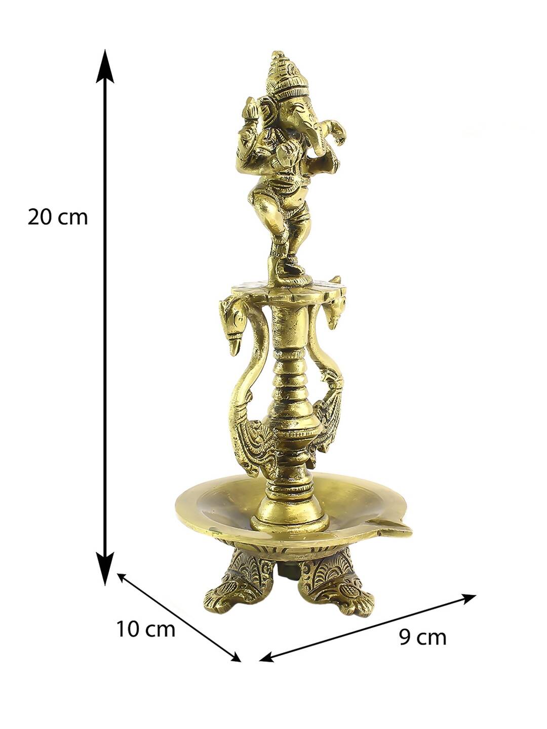 eCraftIndia Antique Gold-Toned Lord Ganesha Decorative Diya Showpiece | Swadesiicart