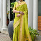 Vishnu Weaves Women's Mahendi Paithani Silk Zari Woven Saree with Blouse - Swadesiicart