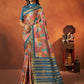 Blue Rangkat and Crepe Silk Paisley Saree With Unstitched Blouse Piece - Mohmanthan Royal Saachi