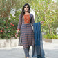 BulBul Aaliya Classic Cotton Navy Kurta Set with Dupatta - Swadesiicart