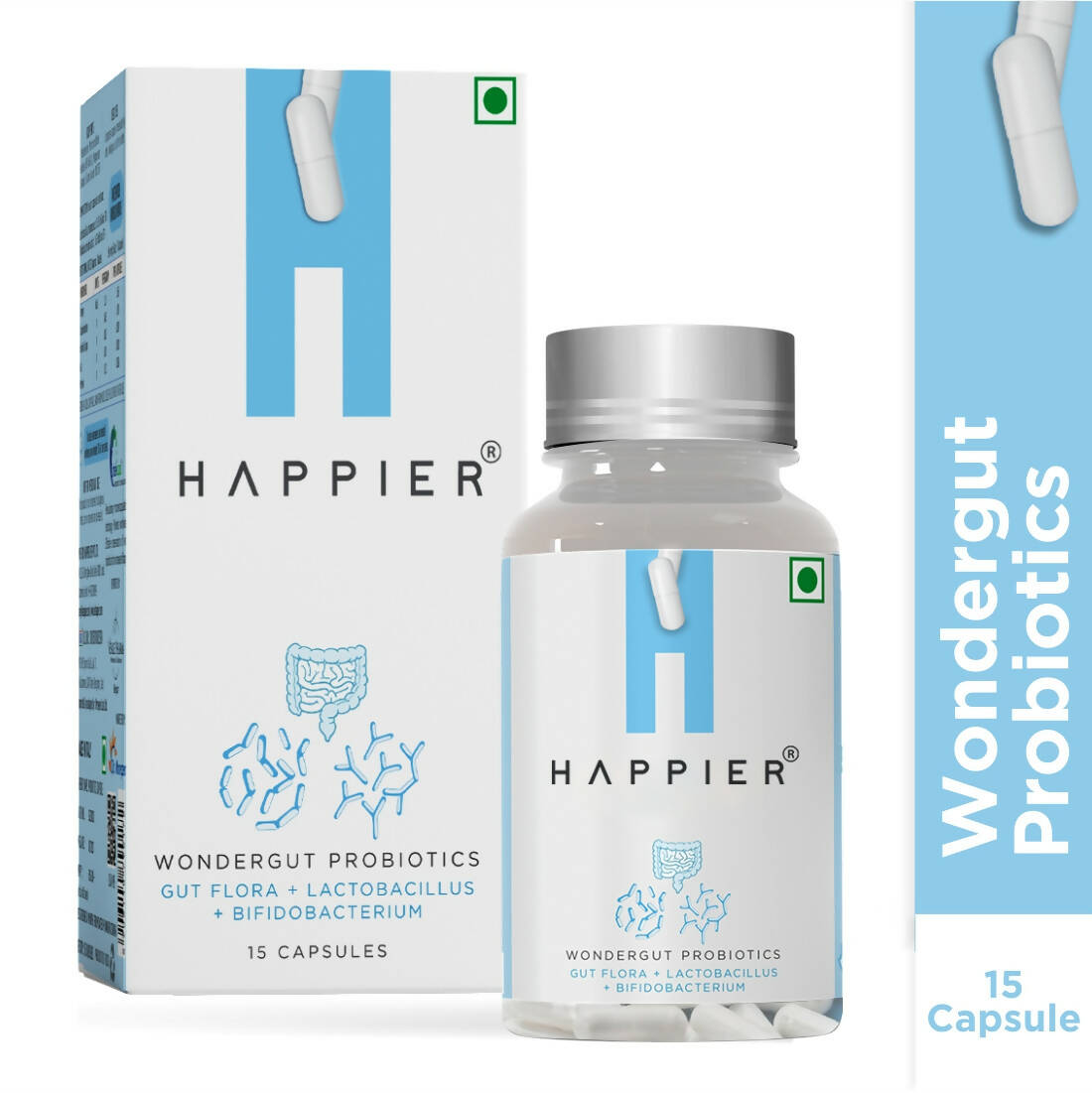 Happier Wondergut Probiotics Capsules - Swadesiicart
