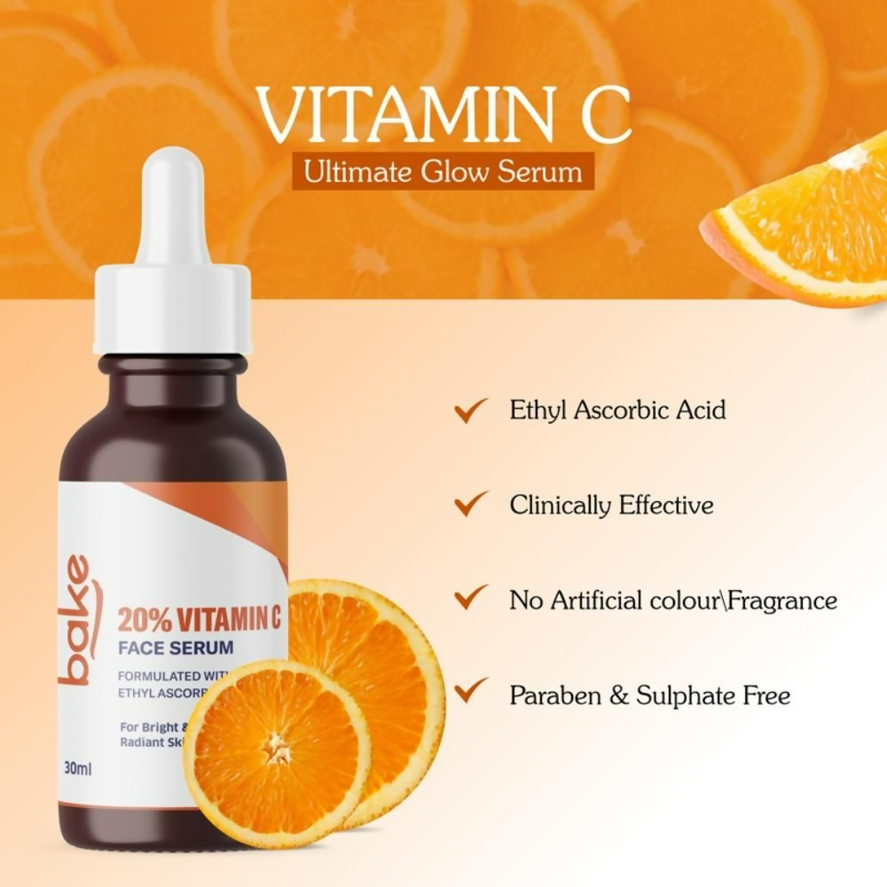 Bake 20% Vitamin C Face Serum With Ethyl Ascorbic Acid | Swadesiicart