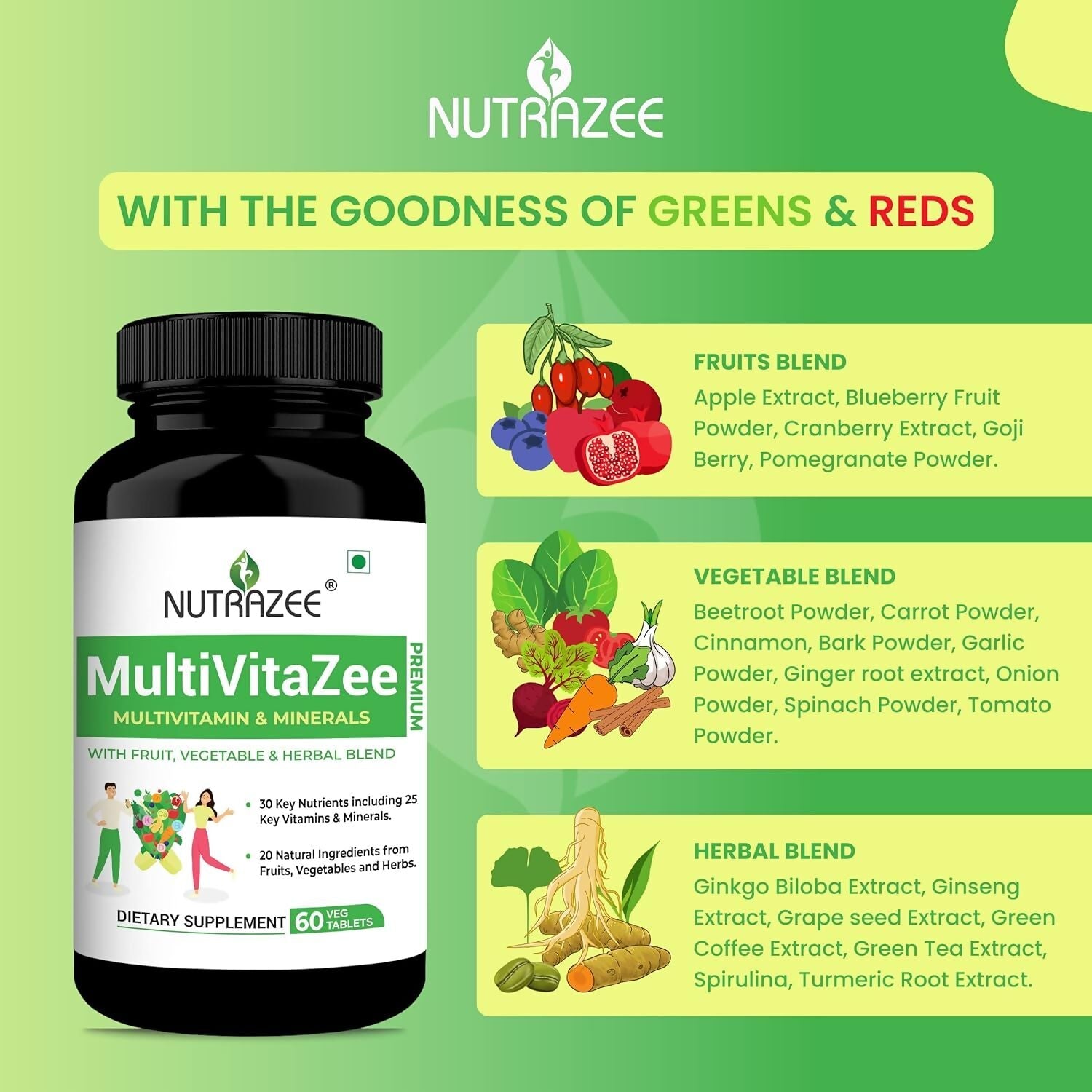 Nutrazee MultiVitaZee Multivitamin & Minerals Tablets - Swadesiicart