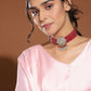 Maroon Kundan Choker with Pearl Drops- Ruby Raang | Swadesiicart