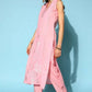 Ahalyaa Women Pink Colour Cotton Silver Foil Printed Kurta Pant Set | Swadesiicart