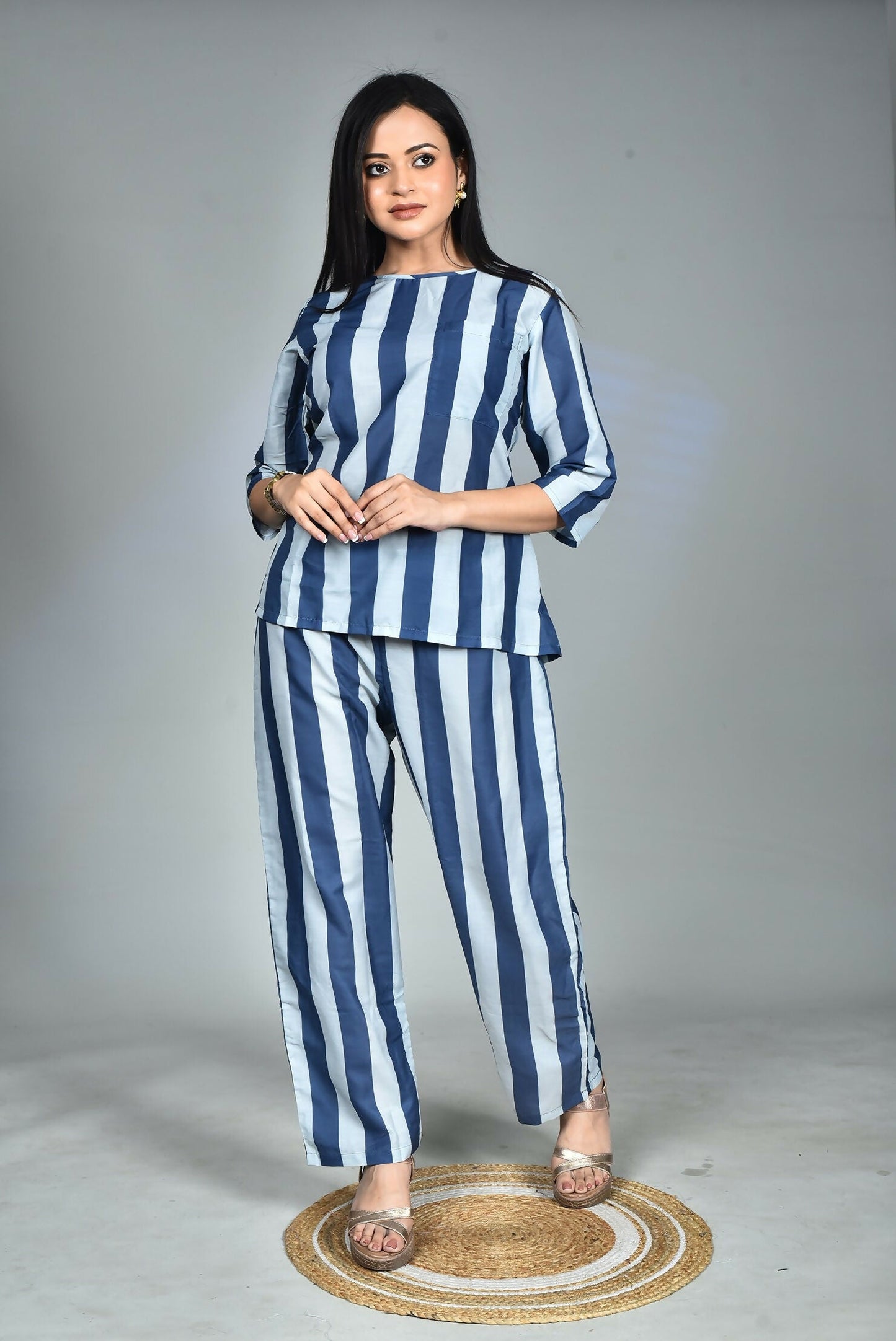 Morchari Digital Print Semi Muslin Co-Ord Set Top & Trouser-Multicolor - Swadesiicart