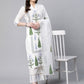 Ahalyaa Women Off White Colour Pure Cotton Printed Kurta Palazzo Set With Dupatta | Swadesiicart