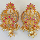 AD Ruby Designer Hanging Pearls Earrings | Swadesiicart